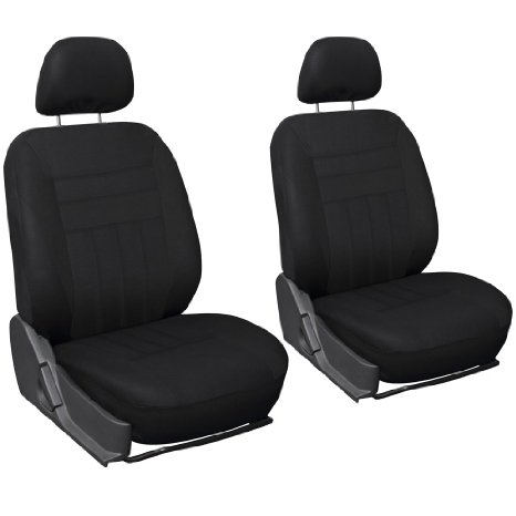 Oxgord Flat Cloth Bucket Seat Cover Set for Car/Truck/Van/SUV, Solid Black