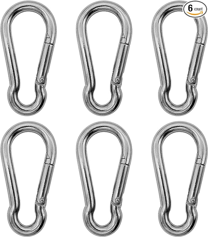 Outmate 304 Stainless Steel Carabiners - Heavy Duty, Durable & Rust-Free Clips for Gym, Swing, Dog Leashes, Hammocks, Keychains, and More