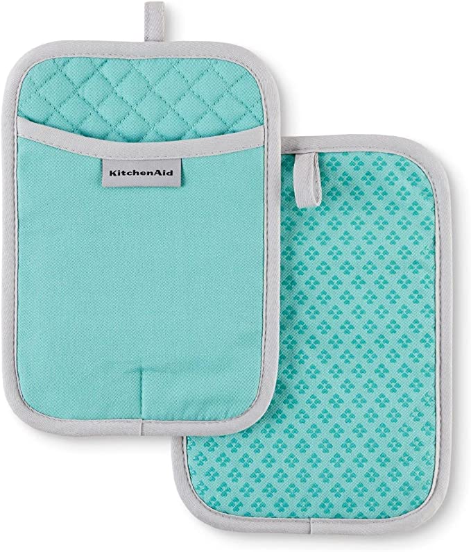 KitchenAid Asteroid Pot Holder 2-Pack Set, 7"x10", Aqua Sky 2 Count