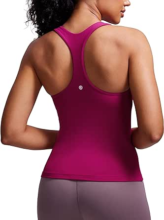 CRZ YOGA Butterluxe Workout Tank Tops for Women Built in Shelf Bras Padded - Racerback Athletic Spandex Yoga Camisole