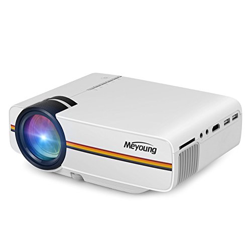 Meyoung HD Home Theater Video Projector, 1080P 1200 Lumens 150" for Movie Night, Support HDMI DVD Player, Games HD Ready (TC80 White)