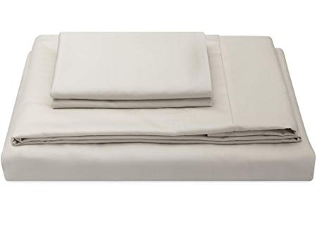 Molecule Luxury Bed Sheets Set Sateen Weave Made with Cotton and Tencel Blended Breathable Fabric for a Cooling, Silky Feel Featuring deep Pocket Design for Queen mattresses in Soothing Ivory
