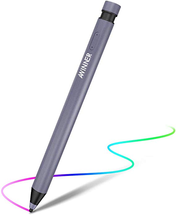 AWINNER Active Pen,Fine Tip Stylus Pen Compatible with iPad Pro 11-inch, iPad Pro12.9-inch (3rd), iPad 2018 (6th), iPad Air (3rd Generation), iPad Mini (5th Generation) -Gray