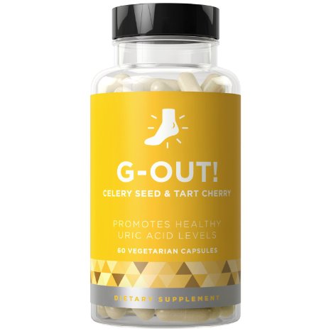 G-Out! Purge - Extra Strength Uric Acid Cleanse Treatment to Fight Flare-Ups, Pain, and Swelling - Celery Seed & Tart Cherry - 60 Vegetarian Soft Capsules