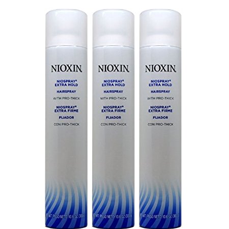 Nioxin Niospray Extra Hold Hair Spray 10.6 Oz Set of 3 with Pro Thick