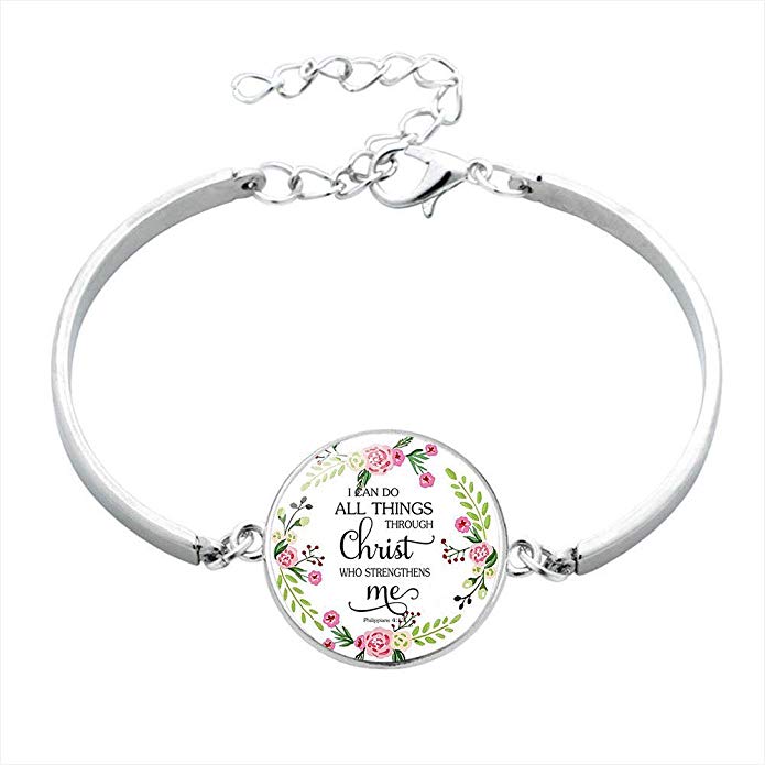 Tuoke Faith Bracelet Jewelry Sets Bible Verse Christian Religious Bangle Bracelet Handmade Silver Plated Jewelry Gifts for Women