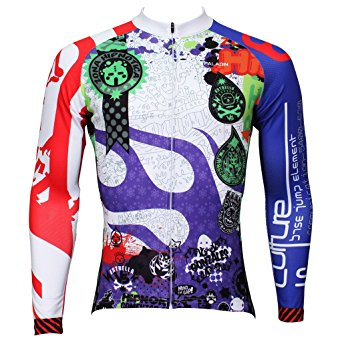 QinYing Men Patterns Breathable Long Sleeve Biking Cycling Jersey Top