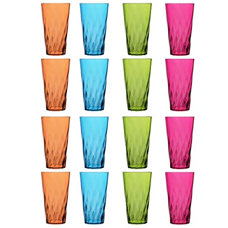 Palmetto 20-ounce Plastic Tumblers | set of 16 in 4 Assorted Colors