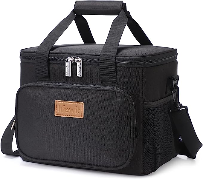 Lifewit Large Lunch Bag 12-Can (8.5L) Insulated Lunch Box Soft Cooler Cooling Tote for Adult Men Women, Black