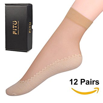 Fitu Women's 10-12 Pairs Nylon Ankle High Tights Hosiery Socks