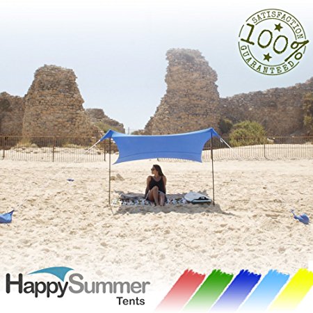 HappySummer Beach Tent with sandbag anchorsmdashthe portable lightweight 100 lycra SunShelter with UV protection The perfect SunShade canopy for the entire family