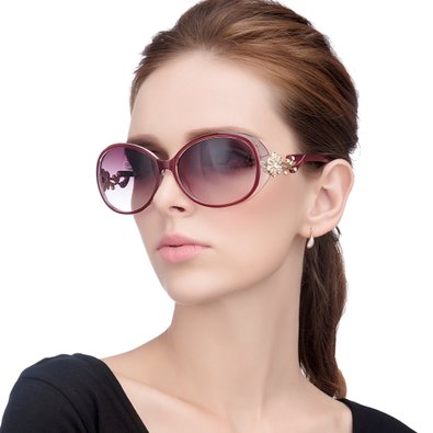 LianSan Fashion Oversized Women Uv400 Protection Polarized Lady Sunglasses Gold Flower Full Frame Sunglasses Gd103