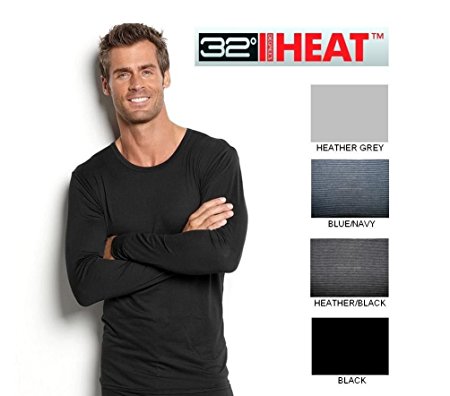 32 Degrees Heat Smart Fabric Long Sleeved Crew Neck Shirt - Black