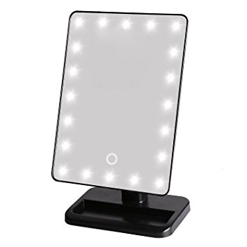 20 Bulbs LED Lighting Stand Cosmetic Makeup Mirror Touch Screen Adjustable Tabletop Countertop Makeup Beauty Mirror ( Black Colour Base)