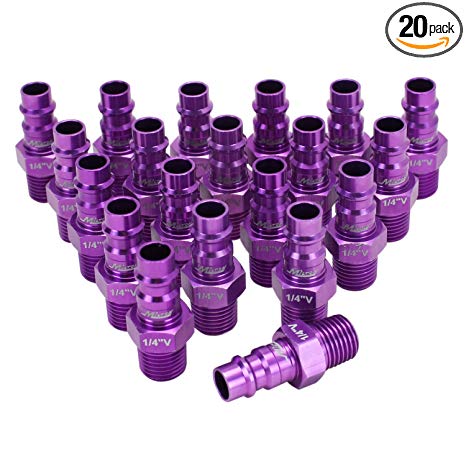 ColorFit by Milton HIGHFLOWPRO 760VC-20 Pneumatic Plugs - (V-Style, Purple) - 1/4" NPT Male, (Box of 20)