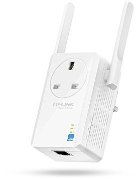 TP-LINK TL-WA860RE 300 MBs Universal Plug-In Wi-Fi Range Extender and Booster External Antennas and Integrated Pass-Through Socket