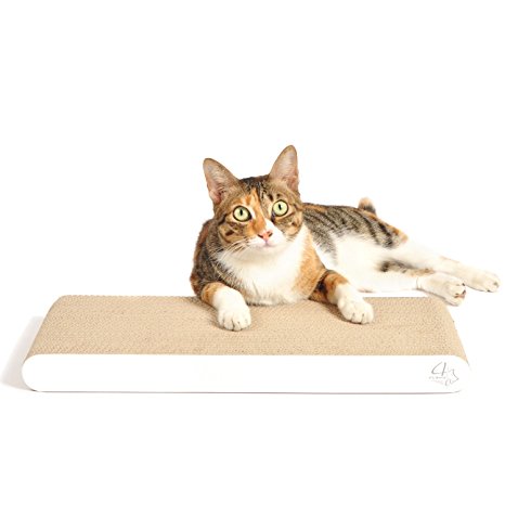 4CLAWS Flat Scratching Pad (White) - BASICS Collection Cat Scratcher