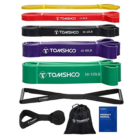 TOMSHOO Pull up Assist Bands Set, Strength Heavy Duty Pull Up Assist and Powerlifting Stretch Bands and Resistance Bands for Resistance Training, Fitness Exercise