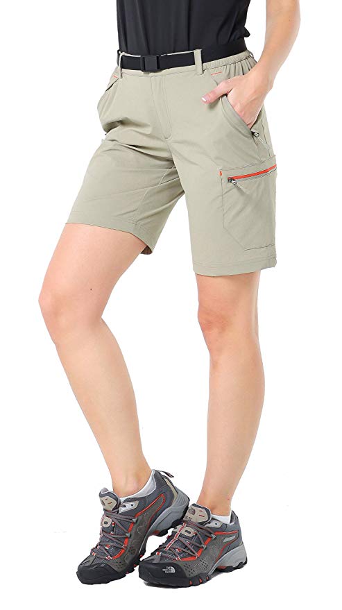 MIER Women's Lightweight Cargo Shorts Outdoor Breathable Stretchy Hiking Shorts, Water Resistant & Quick Dry