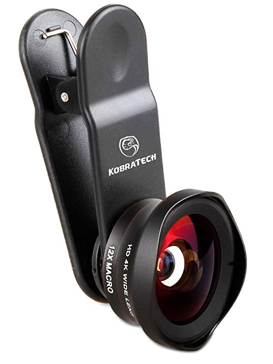 KobraTech 4K iPhone Camera Lens Kit - HD Wide Angle Phone Lens & Macro Cell Phone Lens - Includes Remote Shutter