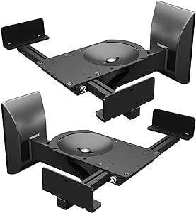 Suptek Dual Side Clamping Bookshelf Speaker Wall Mounting Bracket for Large Surrounding Sound Speakers, Hold up to 30kgs Black SPM201XL