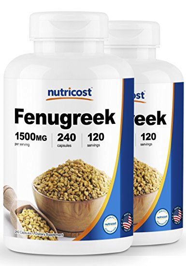 Nutricost Fenugreek Seed 1500mg, 240 Capsules (2 Bottles) - Gluten Free, Non-GMO, 750mg Per Capsule