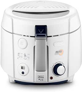 De'Longhi RotoFry F38436.W Roto-Fritteuse, 1,2 kg Fassungsvermögen, Easy Clean System, Antihaftbeschichtung, herausnehmbarer Frittierbehälter, Ölablauffunktion, 1800 Watt, Weiß