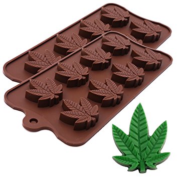 Marijuana Leaf Silicone Candy Mold Ice Cube Trays, 2 Pack