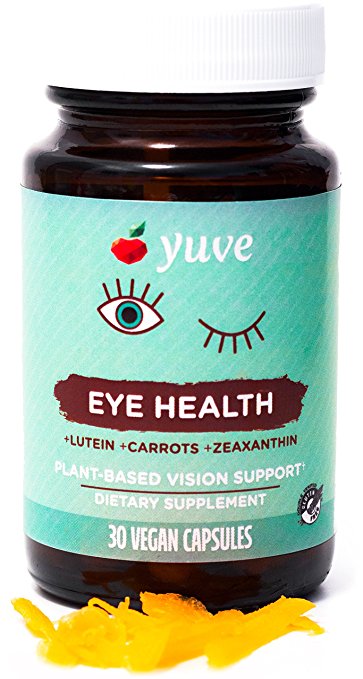 Yuve Natural Lutein 20mg Vitamin Supplement - Benefits for Dry Eyes - Reduce Eye Strain & Fatigue - Vegan, Non-GMO, Gluten-Free - Memory, Brain and Focus Booster - Lutemax 2020 - 30 Veggie Caps