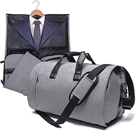 Carry On Garment Bag for Travel & Business Trips with Shoulder Strap Duffel Bag with Shoe Pouch (Gray)
