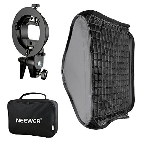 Neewer 32x32 inches Bowens Mount Softbox with Grid and S-type Flash Bracket for Nikon SB-600, SB-800, SB-900, SB-910, Canon 380EX, 430EX II, 550EX, 580EX II, 600EX-RT, Neewer TT560 Flash Speedlite