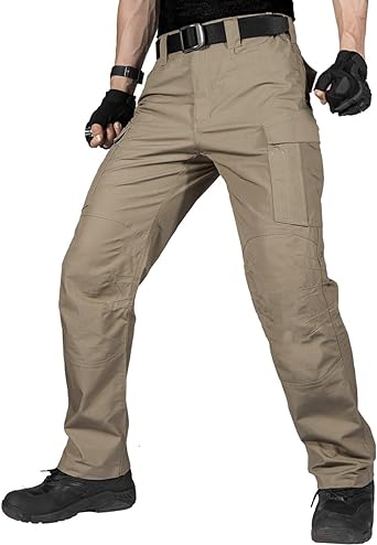 FREE SOLDIER Men's Water Resistant Pants Relaxed Fit Tactical Cargo Work Pants with Multi Pocket