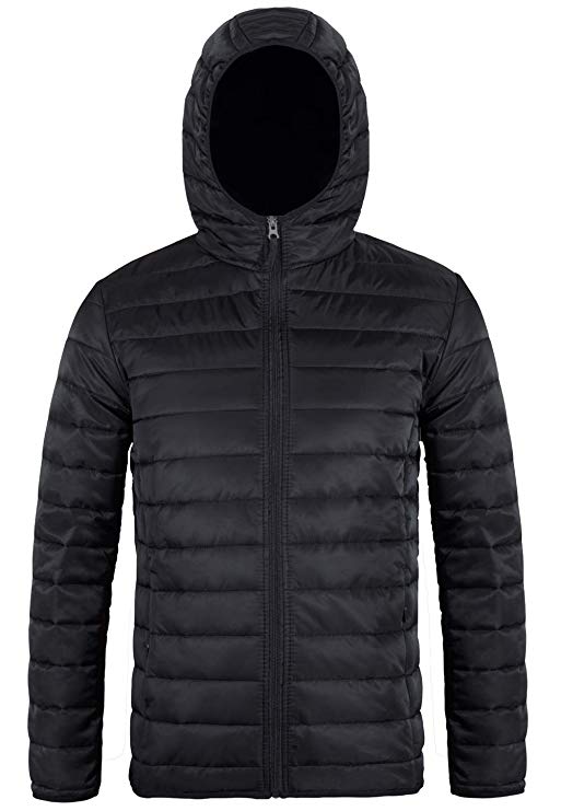 MADHERO Men's Packable Puffer Jacket Slim Fit Lightweight Hooded Quilted Jacket