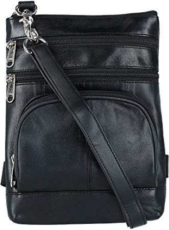 CTM Leather Biker Hook Waist Belt Bag with Thigh Strap, Black