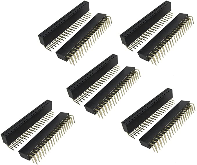 uxcell 10 Pcs 2x20 Pin 2.54mm Pitch Dual Row Right Angle Female Headers