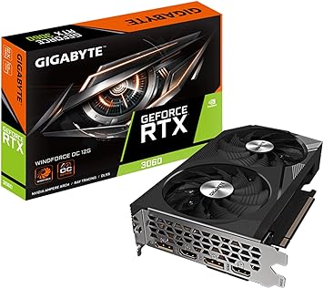 GIGABYTE GeForce RTX 3060 WINDFORCE OC 12G (REV2.0) Graphics Card, 2X WINDFORCE Fans, 12GB 192-bit GDDR6, GV-N3060WF2OC-12GD REV2.0 Video Card