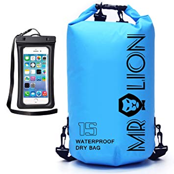 MR LION Waterproof Dry Bag - Roll Top Dry Compression Sack Keeps Gear Dry for Kayaking, Beach, Rafting, Boating, Hiking, Camping, Swimming, Floating and Fishing with Waterproof Phone Case