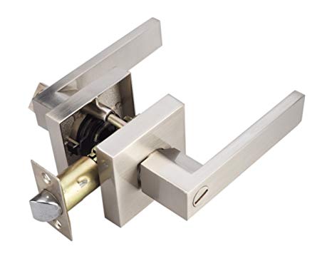 Privacy Bathroom Lever Lock Set for Interior Door,Heavy Duty Door Lock Handle,Satin Nickel Bed/Bath Room