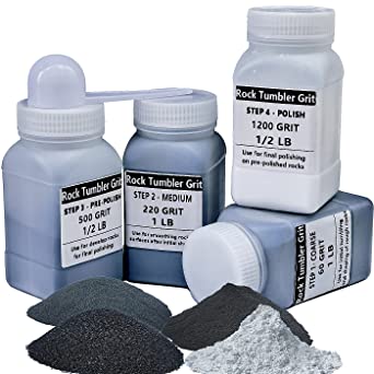 Rock Tumbler Grit 4 Steps Complete Kit,Total 3 Pounds, Can Polish Up to 20 LBS of Rocks, Rock Polishing Grit Media for Any Brand Rock Tumbler, Rock Polisher, Stone Polisher