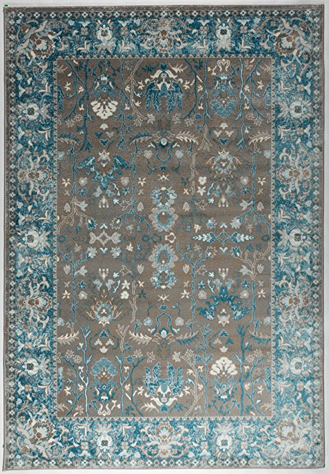 Antep Rugs Bosphorus Collection Jane's Area Rug BLUE /GRAY 7'10" X 10'9"