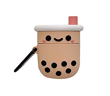 Maybe Daily Pearl Milk Tea Character AirPods Case Protective Cover Silicone Compatible with Apple AirPods 2 and 1