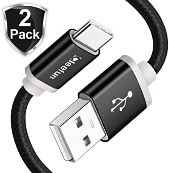 CLEEFUN USB A to USB C charger Cable, [2-Pack,1.8M] Nylon Braided Fast Charging Type C Charge Cable for Samsung Galaxy S10e S10 S10  S9 S8 Note 10 9 8, Sony Xperia XZ, Moto G7 G6, HTC 10, LG G7 G6