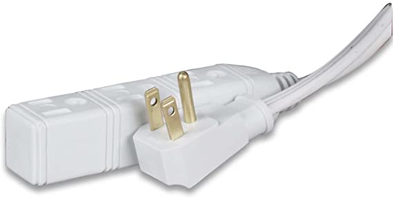 Globe Electric 24202 6.5ft Medium Duty 3-Outlet Indoor Extension Cord, Grounded, White