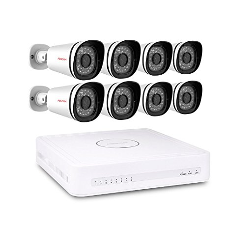 Foscam FN7108E-B8-2T 1080P PoE security system, 8-ch NVR, 8 weatherproof cameras, remote viewing via APP, 2TB hard drive for 24/7 recording, USB 3.0 backup