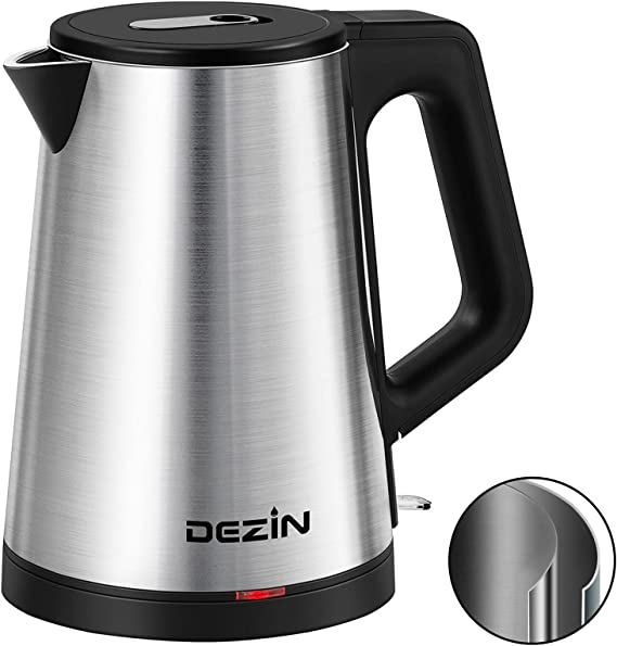 Dezin Electric Kettle, 1.2L Portable Electric Tea Kettle with Double Wall, 304 Stainless Steel Kettle Water Boiler, Small Electric Kettle with Auto Shut-Off, BPA-Free, Hot Water Kettle for Coffee