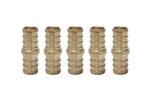 LTWFITTING Lead Free Brass PEX Crimp Fitting 1/2" PEX Coupling (Pack of 5)