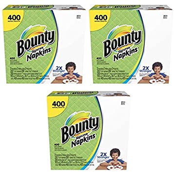 Bounty Paper Napkins, White, 400 ct (Pack of 3)