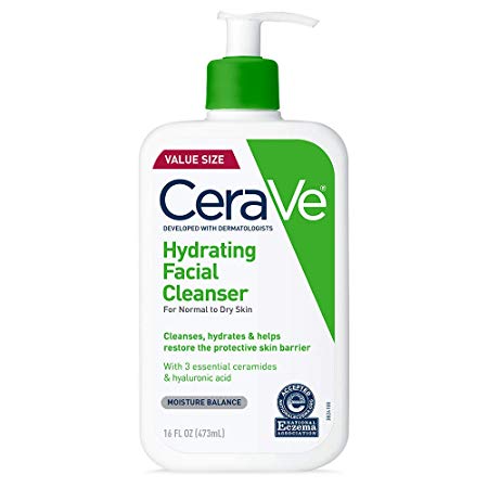 CeraVe Hydrating Facial Cleanser 16 oz for Daily Face Washing, Dry to Normal Skin (16)