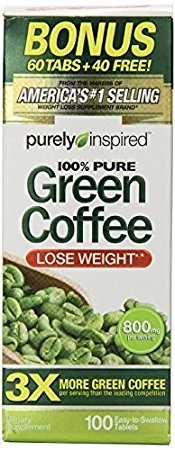 Purely Inspired Green Coffee Bean 100 Count, 2 Pack