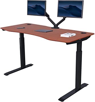 ApexDesk Elite Series 60" W Electric Height Adjustable Standing Desk (Bamboo Top, Black Frame)